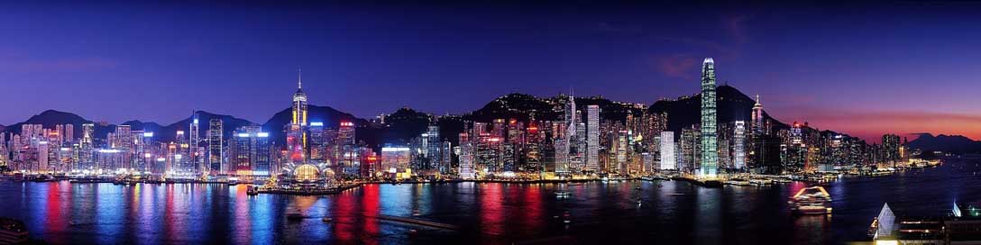 Hong-Kong Architecture-Asia Night Skyline Picture