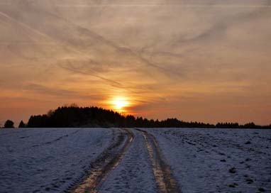 Sunset Frozen Snow Road Picture