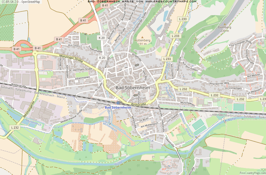 Karte von Bad Sobernheim :: Deutschland Breiten- und Längengrad