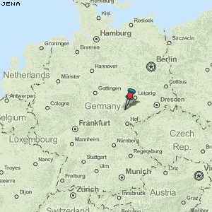 Karte von Jena :: Deutschland Breiten- und Längengrad : Kostenlose