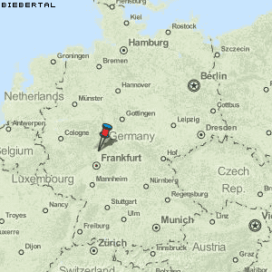Karte von Biebertal :: Deutschland Breiten- und Längengrad : Kostenlose