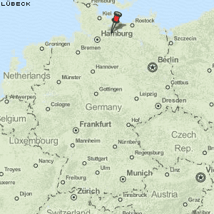 Karte von Lübeck :: Deutschland Breiten- und Längengrad : Kostenlose