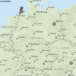 Karte von Norden :: Deutschland Breiten- und Längengrad : Kostenlose
