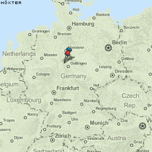 Karte von Höxter :: Deutschland Breiten- und Längengrad : Kostenlose