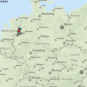 Karte von Rees :: Deutschland Breiten- und Längengrad : Kostenlose