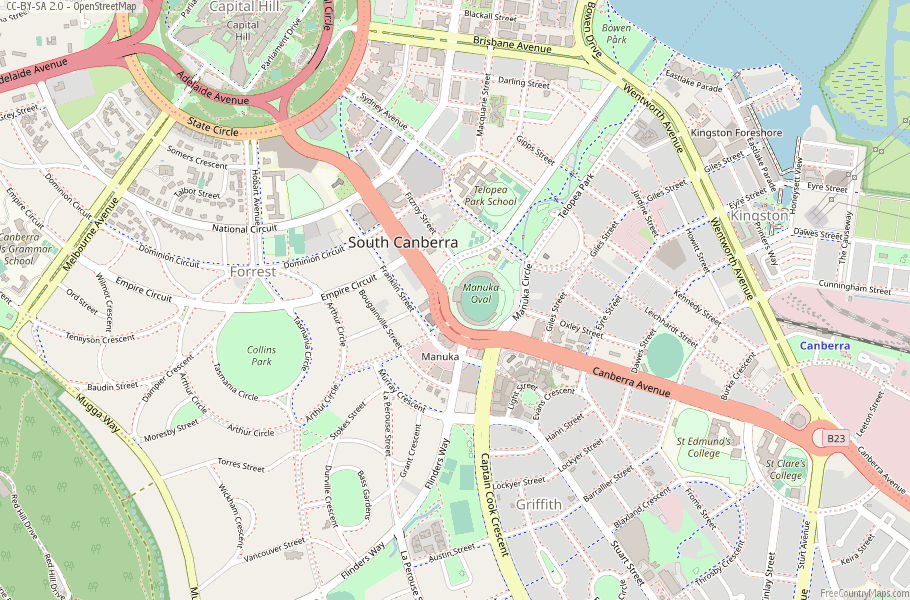 South Canberra Map Australia Latitude & Longitude: Free Maps