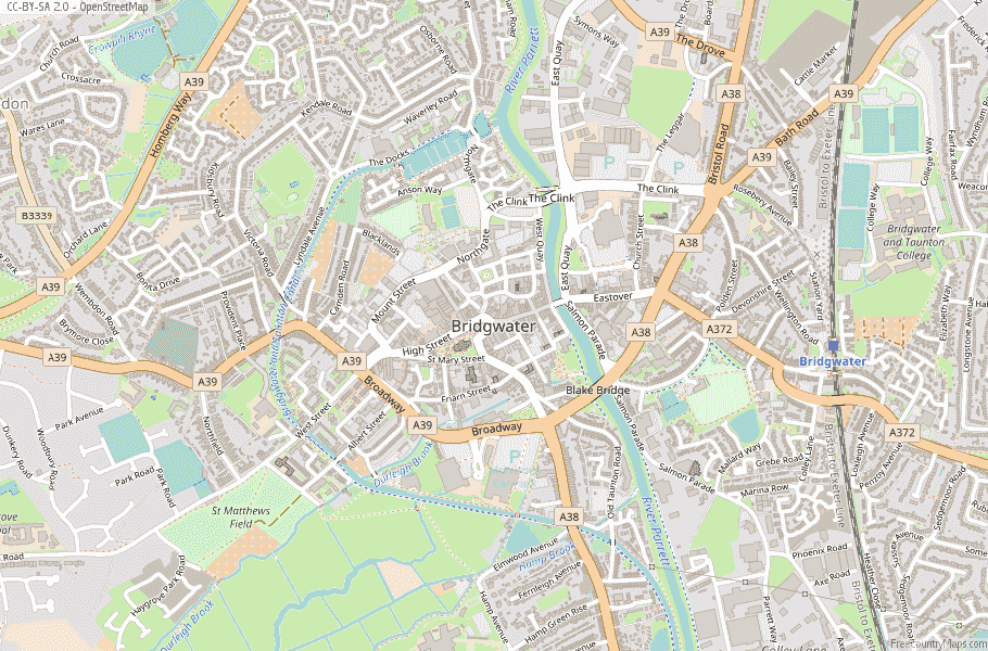 Bridgwater Map Great Britain Latitude & Longitude: Free England Maps