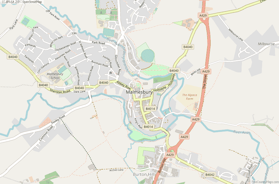 Malmesbury Map Great Britain Latitude & Longitude: Free England Maps