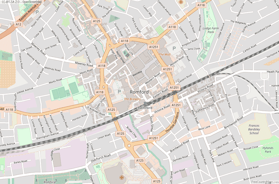 Romford Map Great Britain Latitude & Longitude: Free England Maps