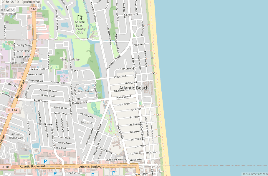 Atlantic Beach Map United States Latitude & Longitude: Free Maps