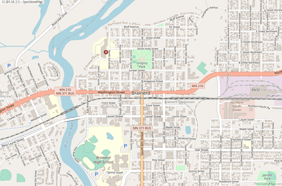 Brainerd Map United States Latitude & Longitude: Free Maps