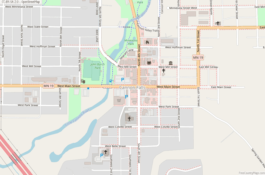 Cannon Falls Map United States Latitude & Longitude: Free Maps