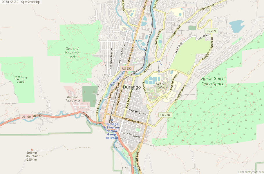 Durango Map United States Latitude & Longitude: Free Maps