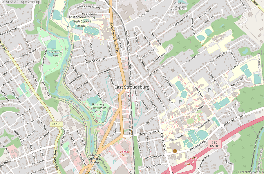 East Stroudsburg Map United States Latitude & Longitude: Free Maps