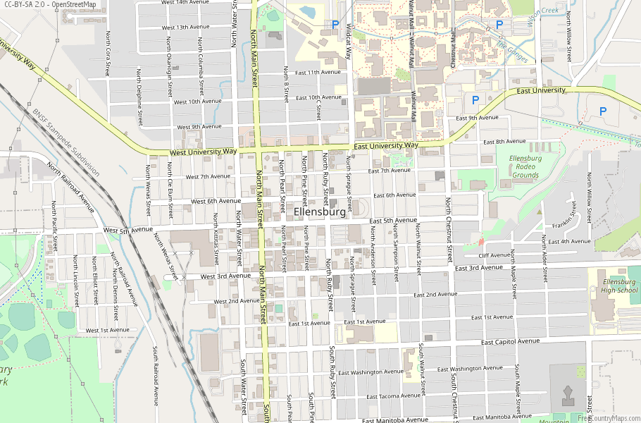 Ellensburg Map United States Latitude & Longitude: Free Maps