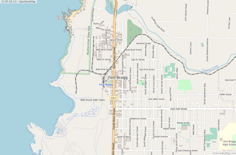 Fort Bragg Map United States Latitude & Longitude: Free Maps