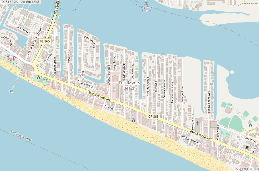 Fort Myers Beach Map United States Latitude And Longitude Free Maps 2579