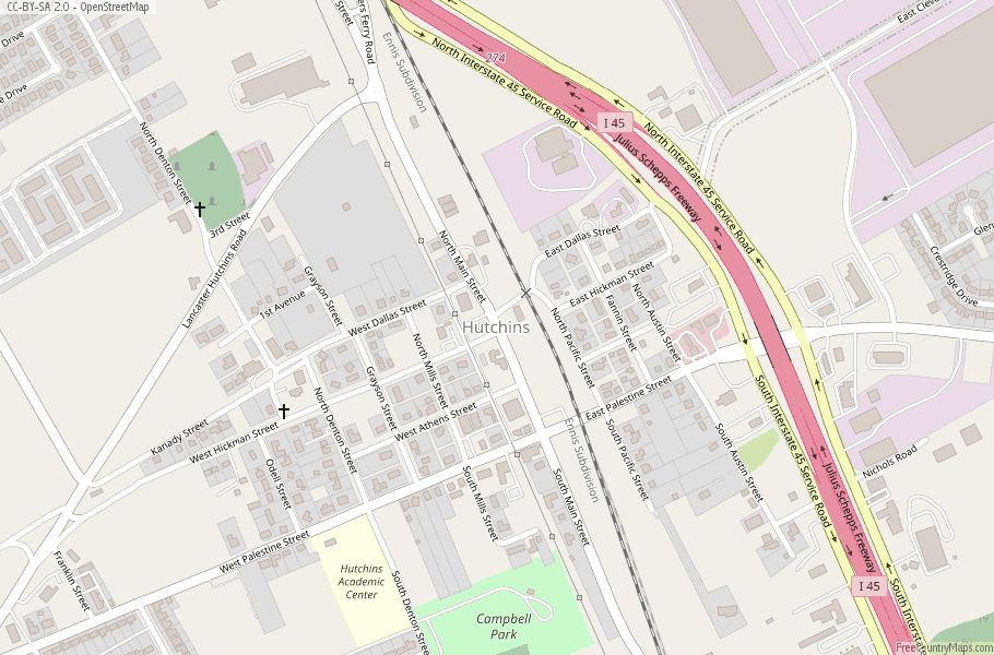 Hutchins Map United States Latitude & Longitude: Free Maps