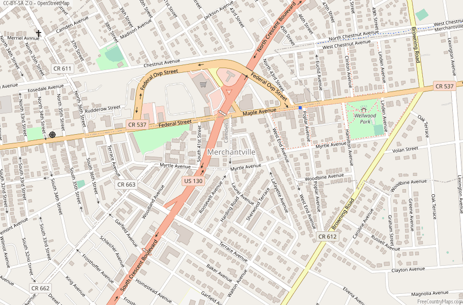 Merchantville Map United States Latitude & Longitude: Free Maps