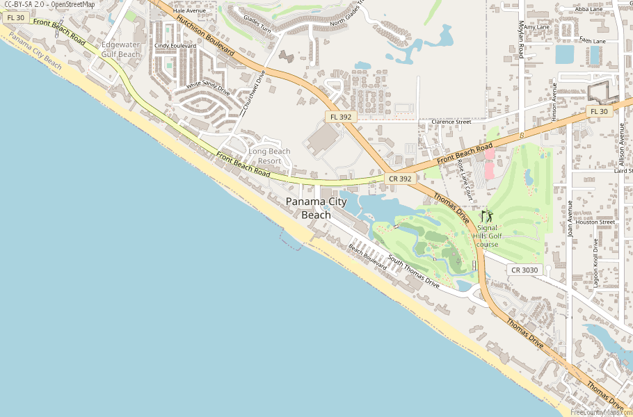 Panama City Beach Map United States 153480469 
