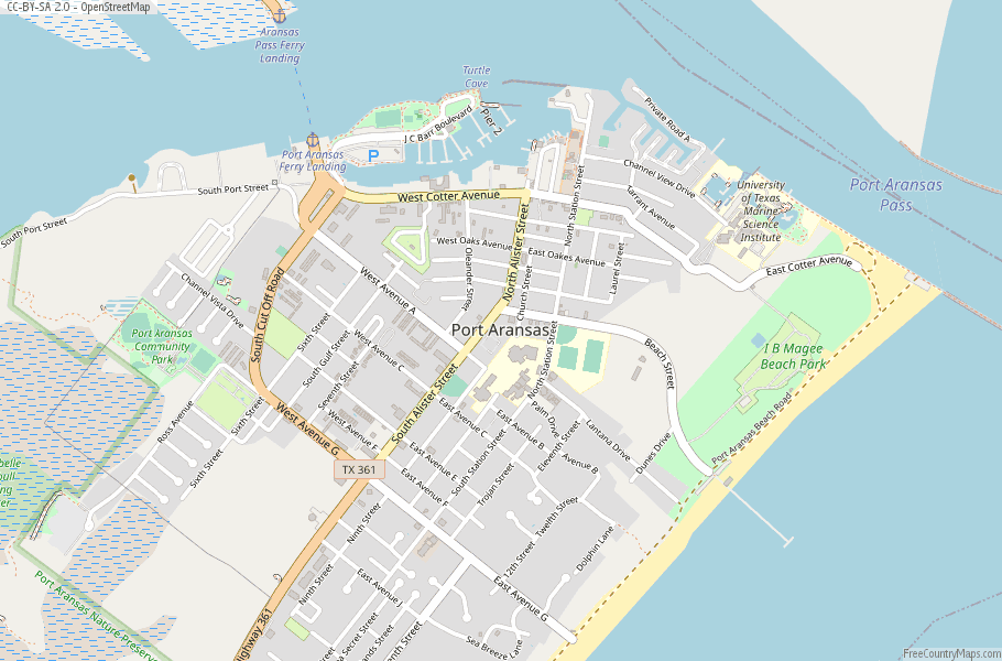 Port Aransas Map United States Latitude & Longitude: Free Maps