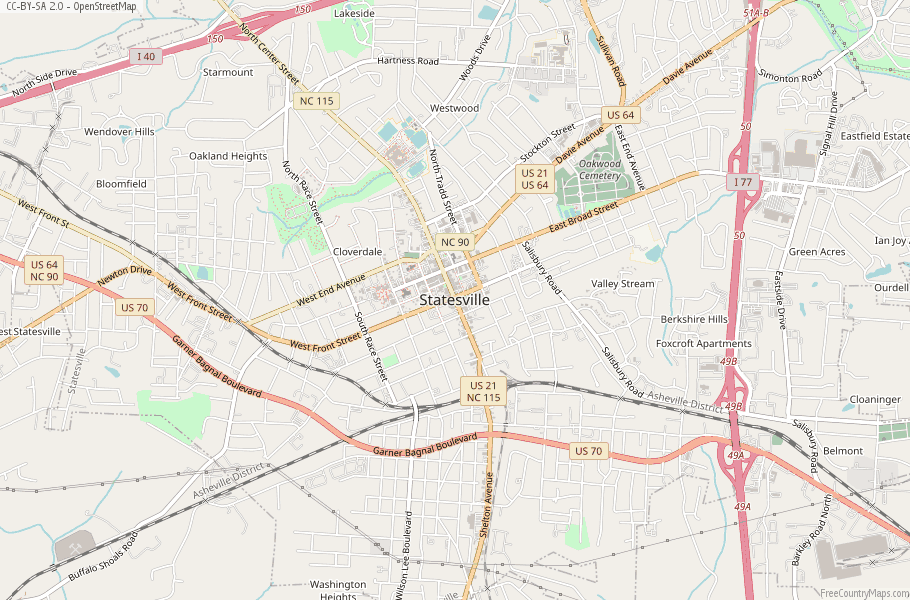 Map of Statesville