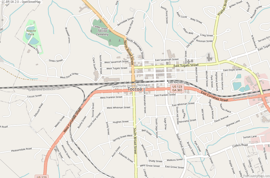 Toccoa Map United States Latitude & Longitude: Free Maps