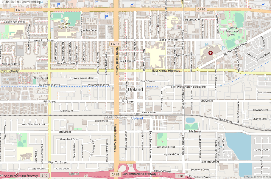 Upland Map United States Latitude & Longitude: Free Maps