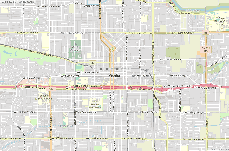 Visalia Map United States Latitude & Longitude: Free Maps