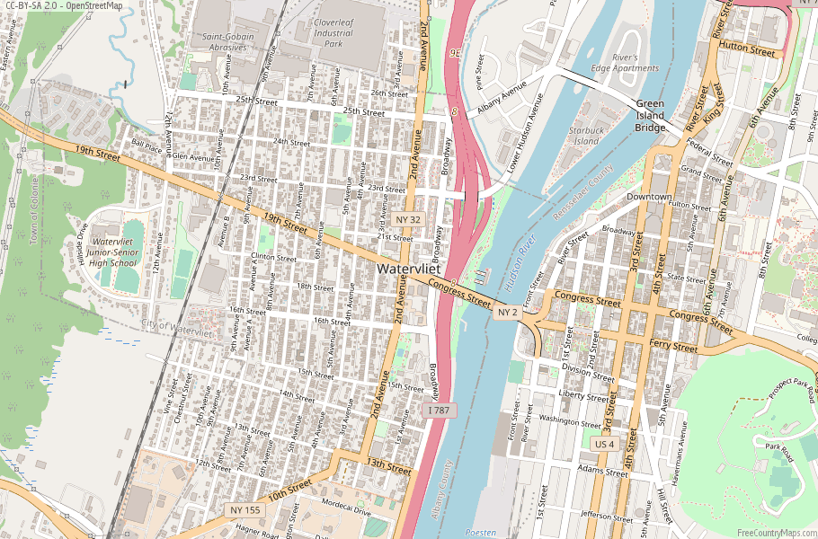 Watervliet Map United States Latitude & Longitude: Free Maps