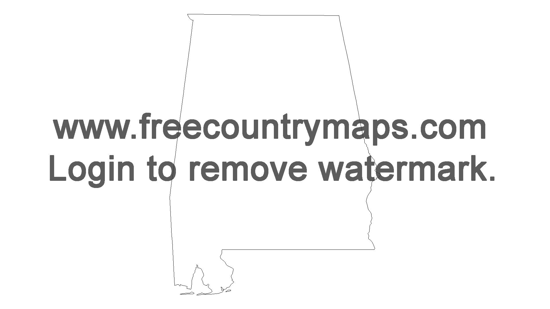 Free Outline Map of the US State of Alabama