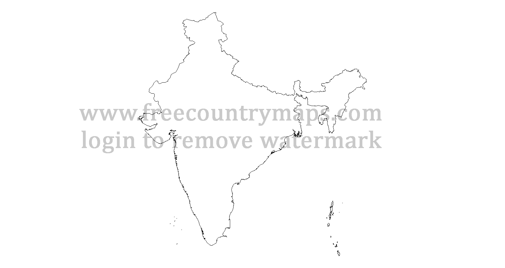 India Outline Map : Mercator